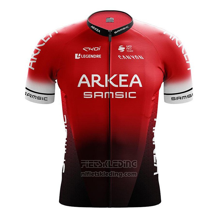2022 Fietskleding Arkea Samsic Rood Zwart Korte Mouwen en Koersbroek